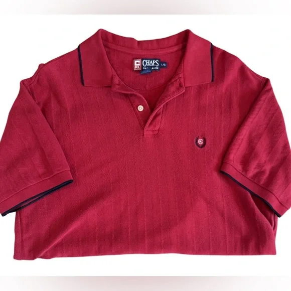 Vintage CHAPS by Ralph Lauren Men's Red Polo Shirt - Picture 3 of 4